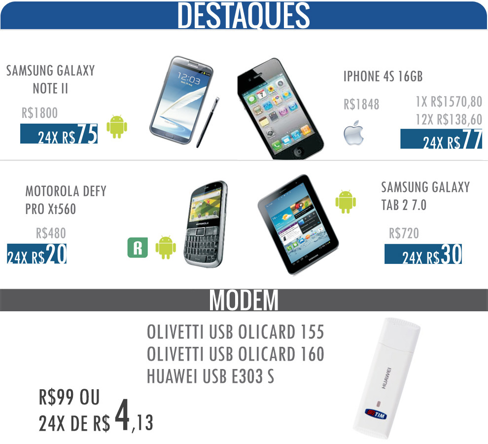 aparelhos em destaque